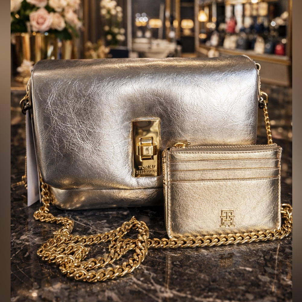 Tommy Hilfiger Metallic Silver and Gold Crossbody Bag Set